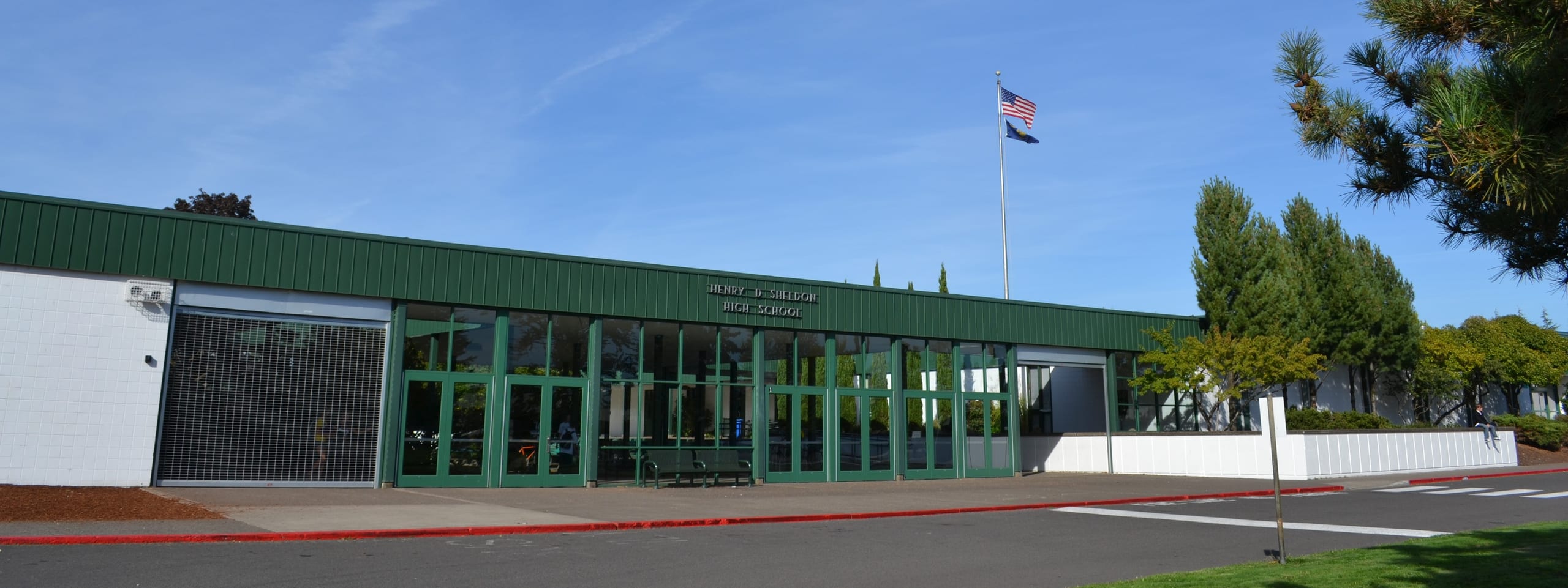Front entrance of Henry D. Sheldon High School